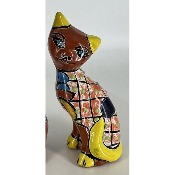 Mexican Painted Cat Red Clay  6.5 “ Tall - Picture 4 of 6